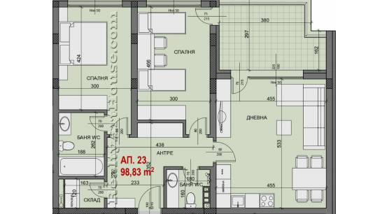 3-стаен апартамент в центъра на София с акт 16 до края на 2018г.
